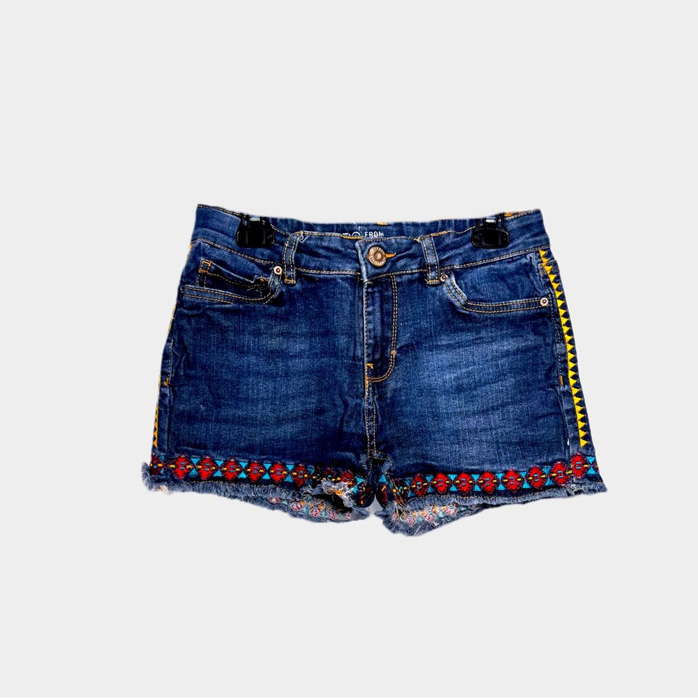 Aéropostale PS Girls Denim Shorts With SouthWestern Decorative Trim Size 12-Y